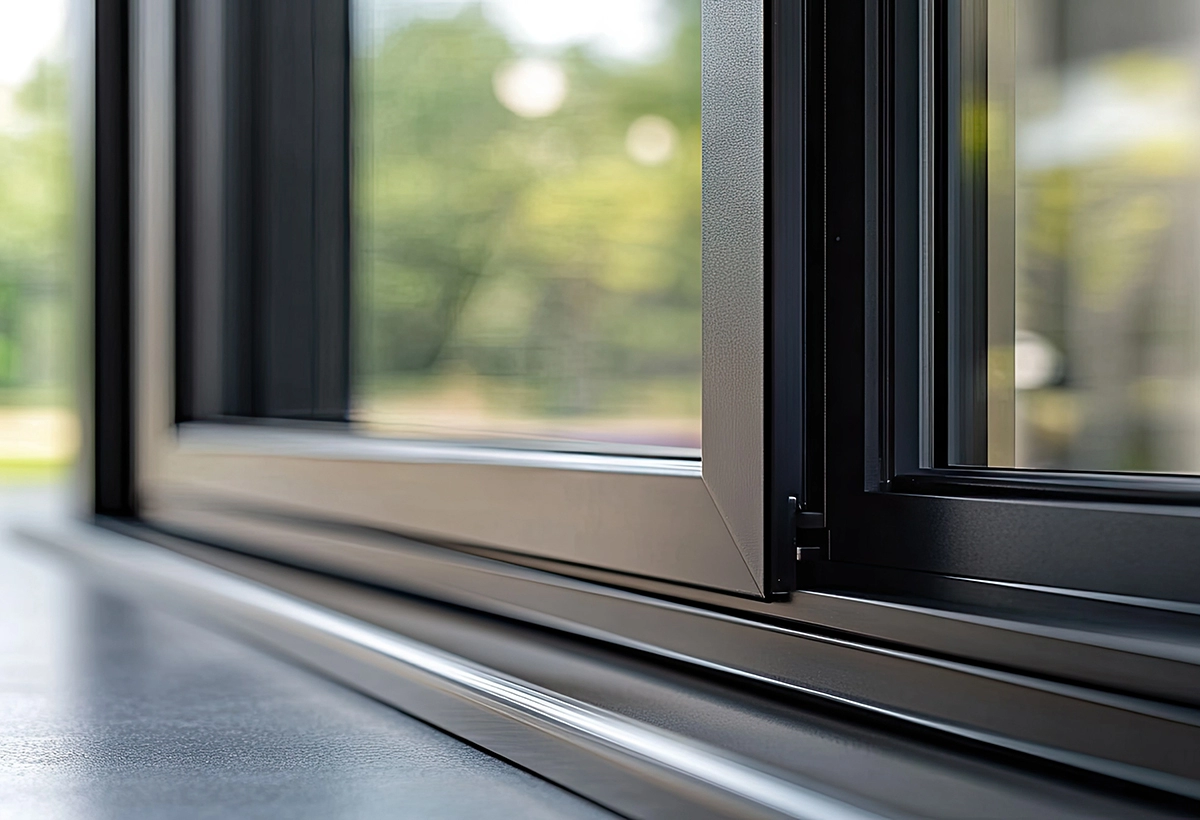 Finestra in alluminio con rifiniture nere